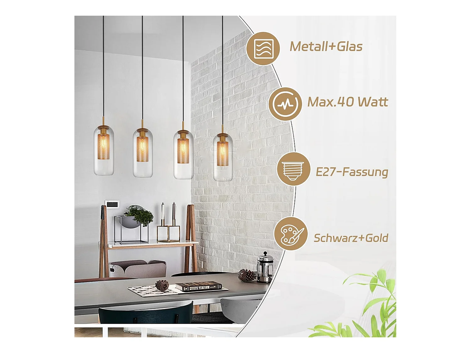 NETTLIFE Suspensión Vintage 1 llama Lámpara de techo negra Lámpara de techo Ajustable en altura E27