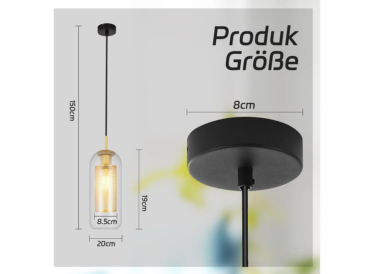 NETTLIFE Hanglamp Glas - 1-Lichts - E27 Fitting - Zwart Goud - ovaal - Metaal -Modern Eetkamerlamp - voor Keuken | Woonkamer | Slaapkamer | Eettafel - zonder Lamp