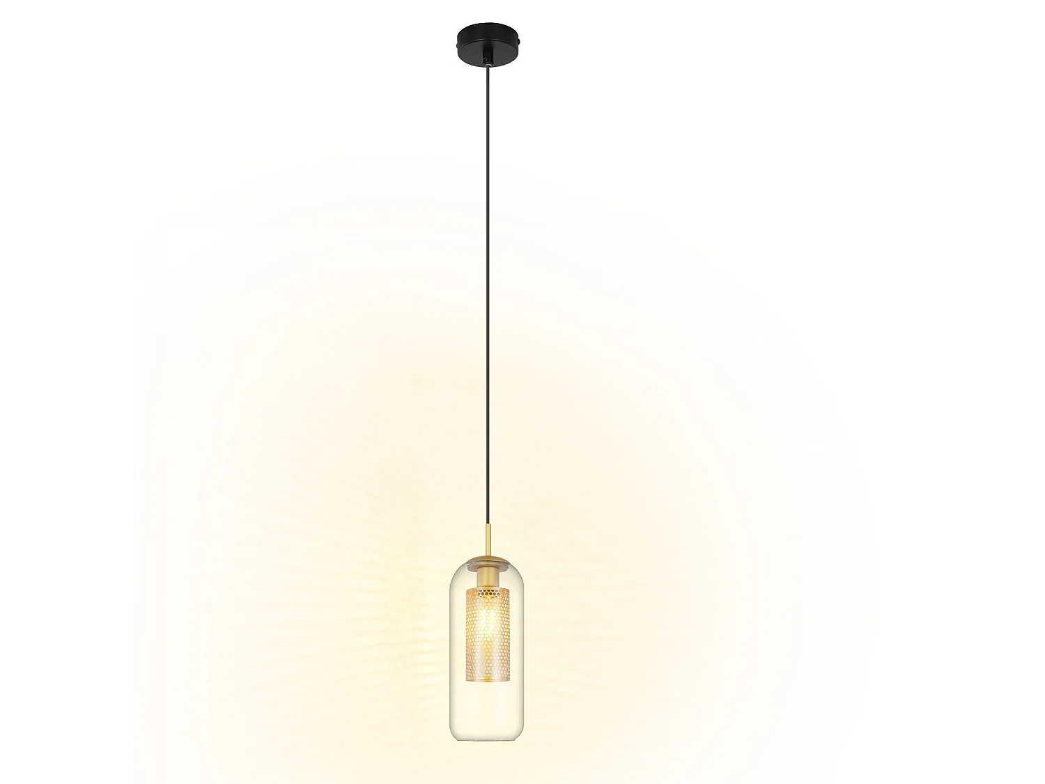 NETTLIFE Hanglamp Glas - 1-Lichts - E27 Fitting - Zwart Goud - ovaal - Metaal -Modern Eetkamerlamp - voor Keuken | Woonkamer | Slaapkamer | Eettafel - zonder Lamp