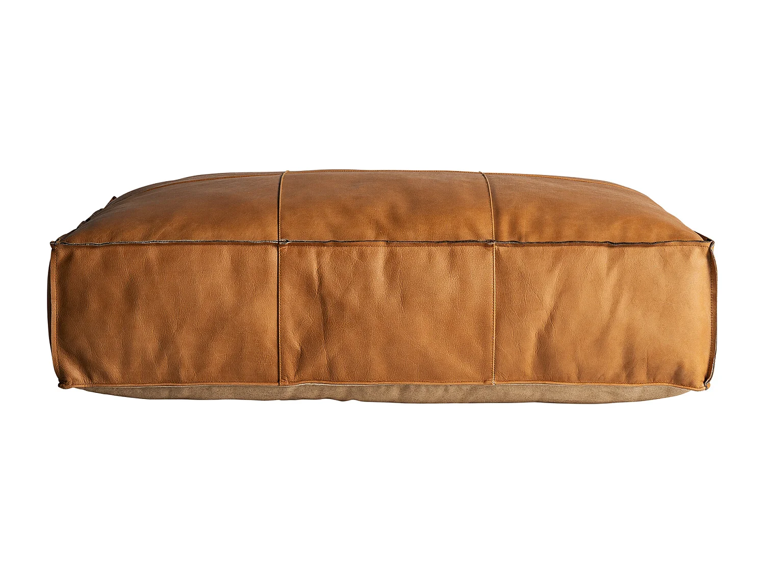 Puff en peau marron  en 90x60x27 cm