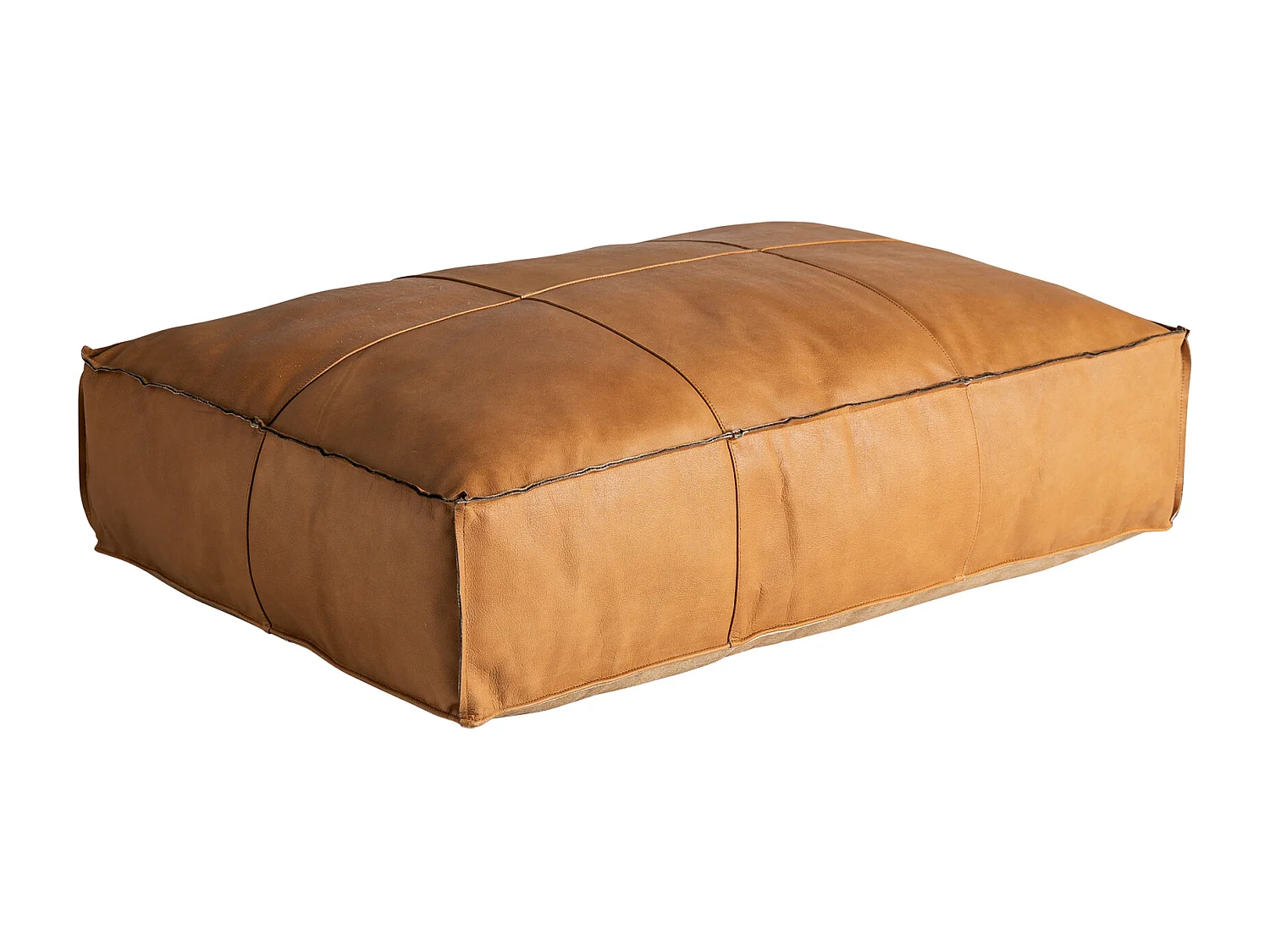 Puff en peau marron  en 90x60x27 cm