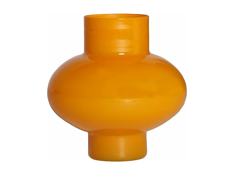 Jarrón de vidrio en color amarillo de 30x30x30cm