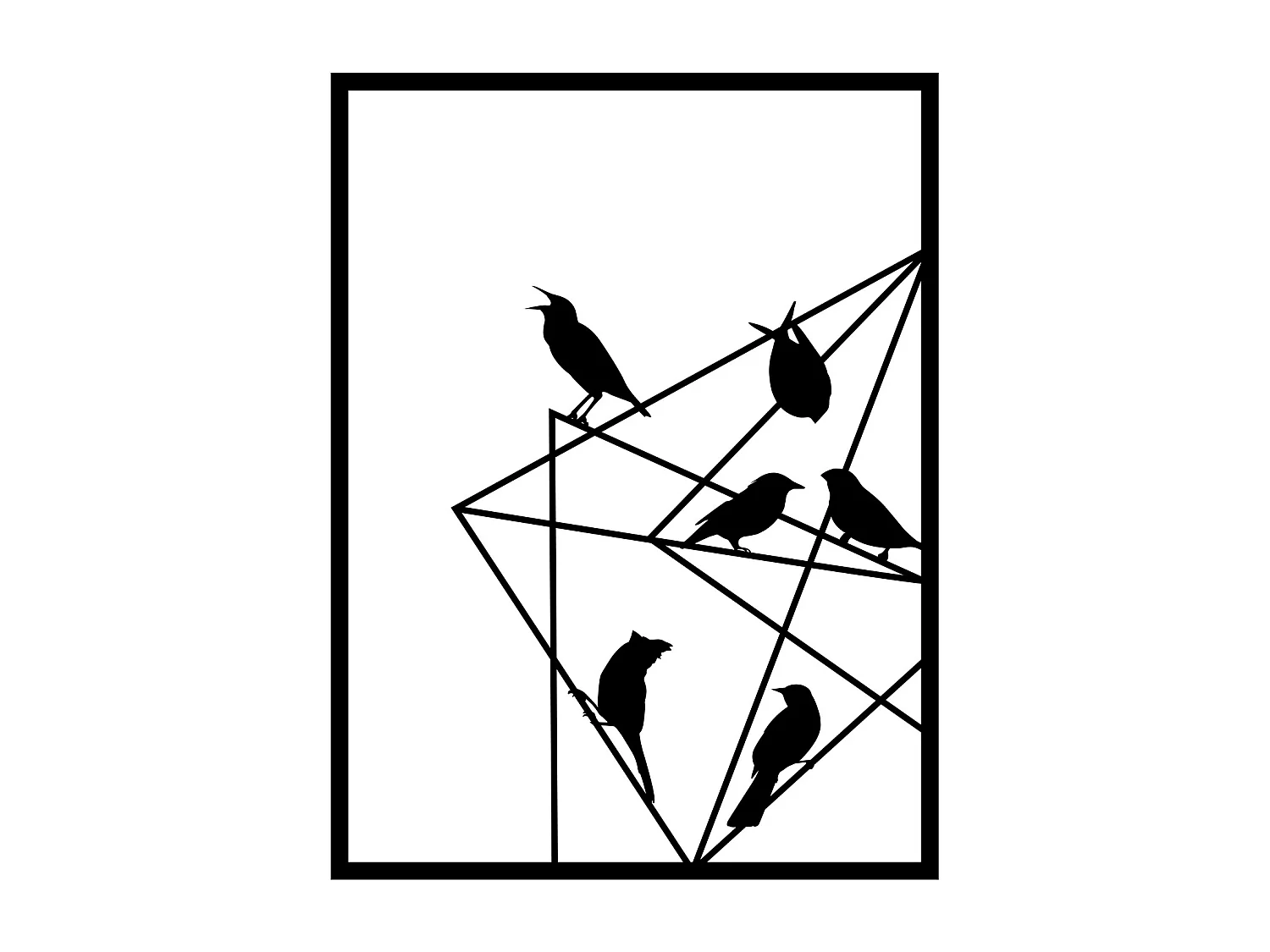 Wanddekoration METALL  NO.11 BIRDS ON WIRE -Matte