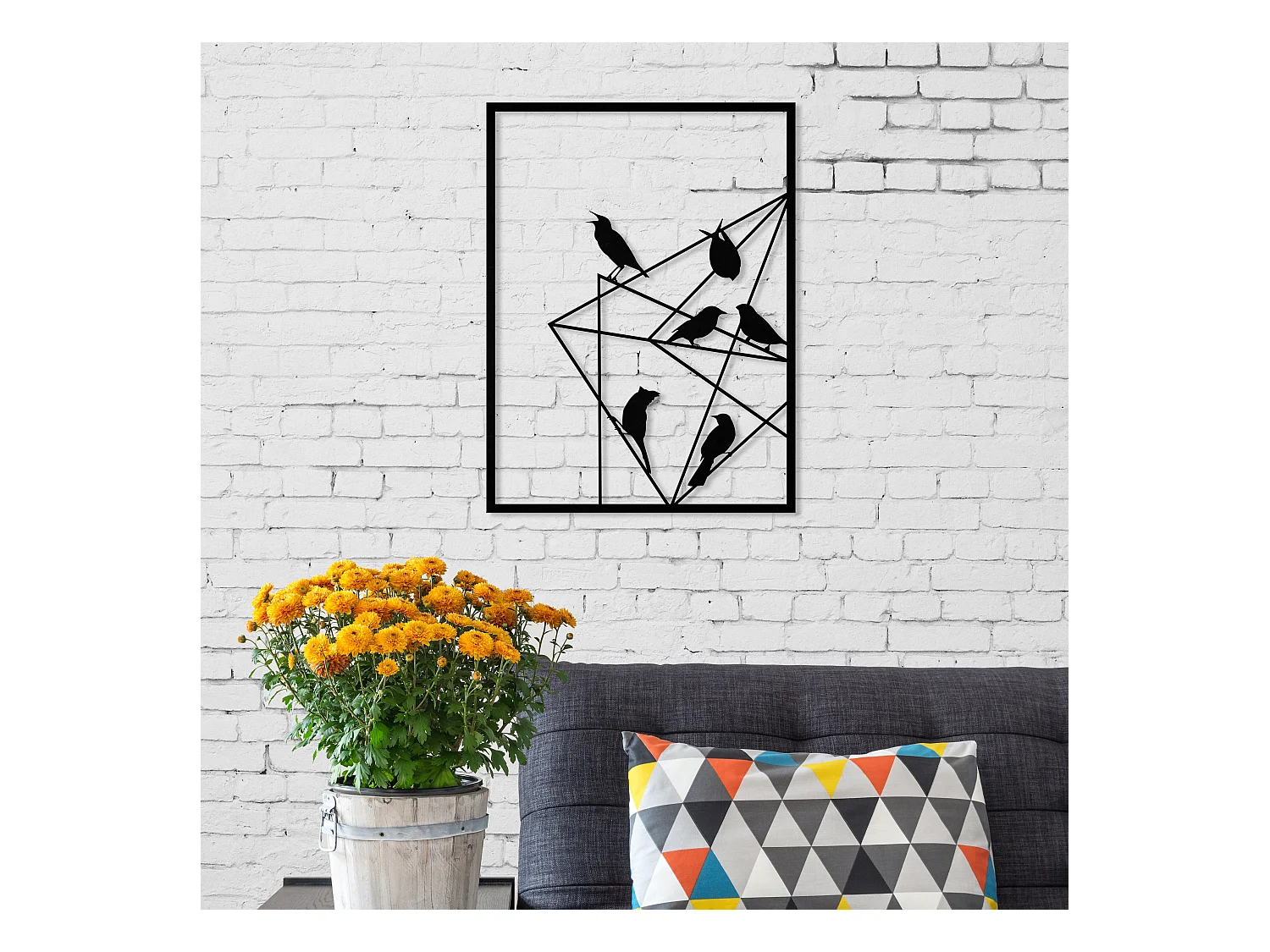 Wanddekoration METALL  NO.11 BIRDS ON WIRE -Matte