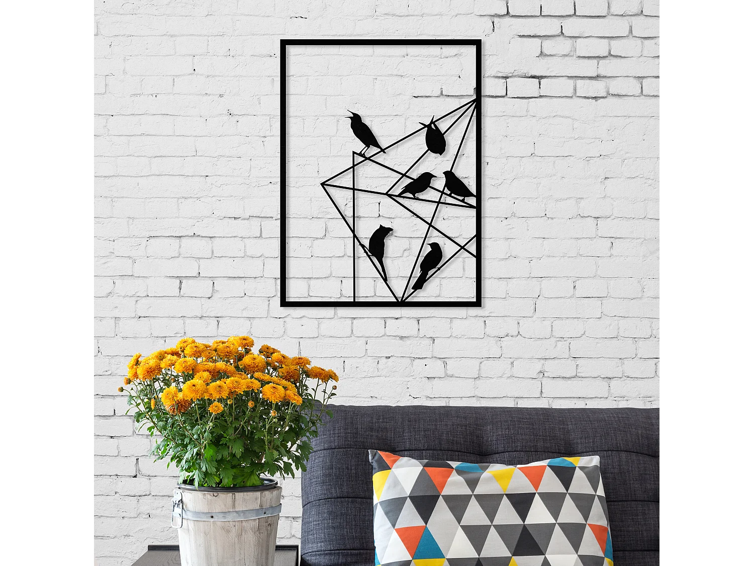 Decortie Noir 1.5x37x49cm Ornement métallique Art mural en métal