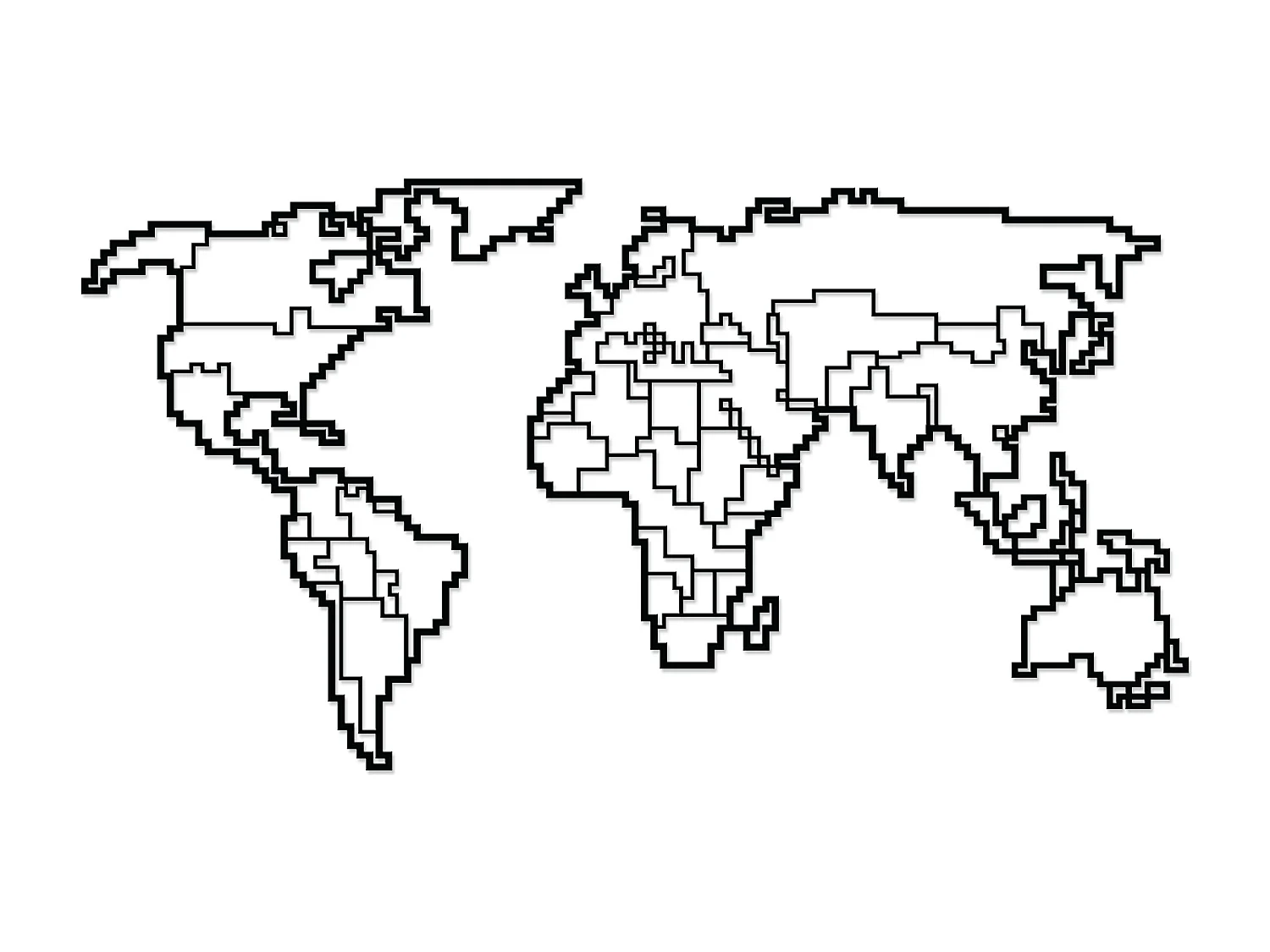 Wanddekoration Weltkarte METALL - Matte