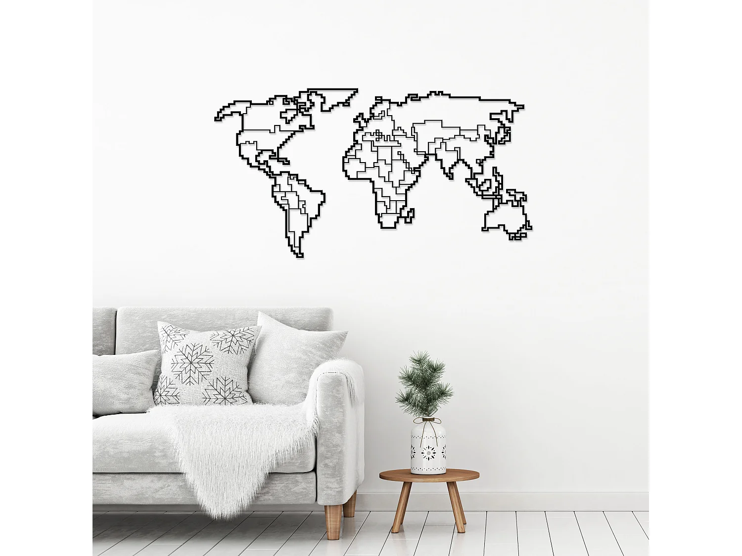 Decortie Noir 0.3x100x52cm Ornement métallique Art mural en métal