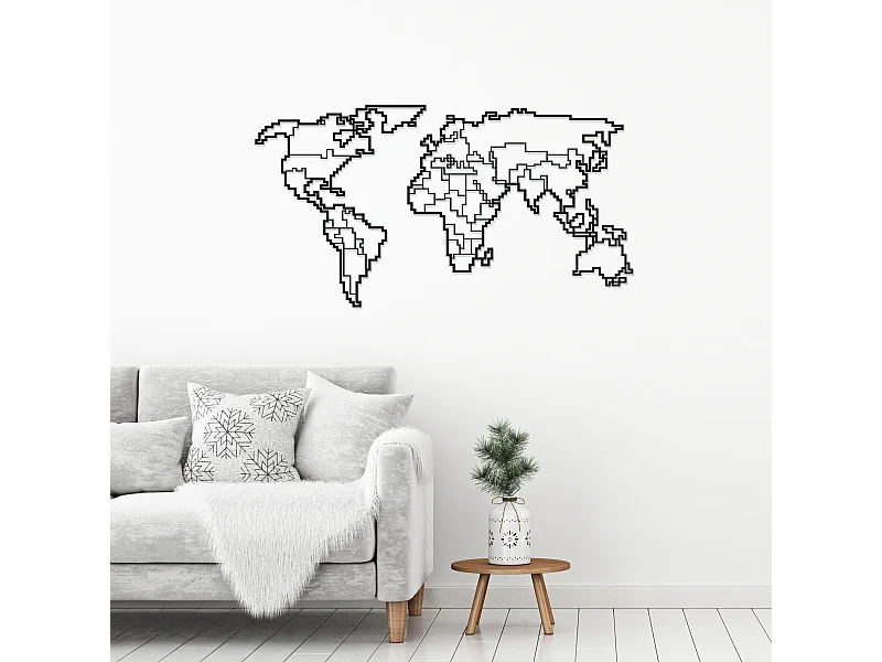 Wanddekoration Weltkarte METALL - Matte