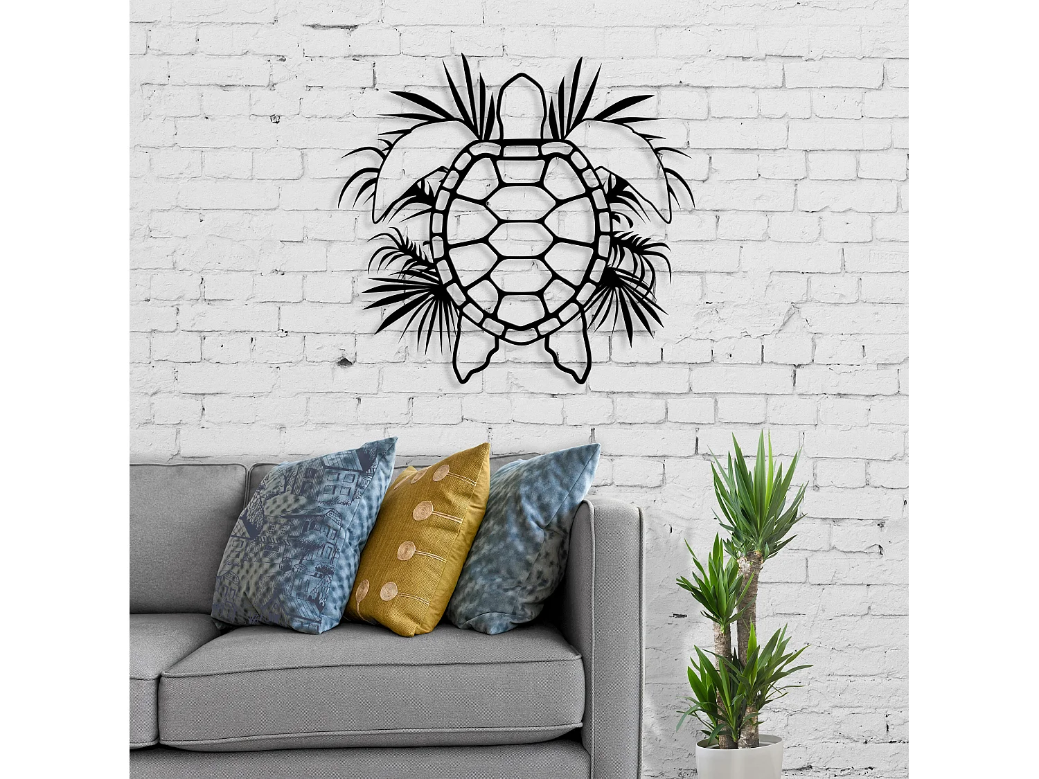 Decortie Noir 3x50x47cm Ornement métallique Art mural en métal