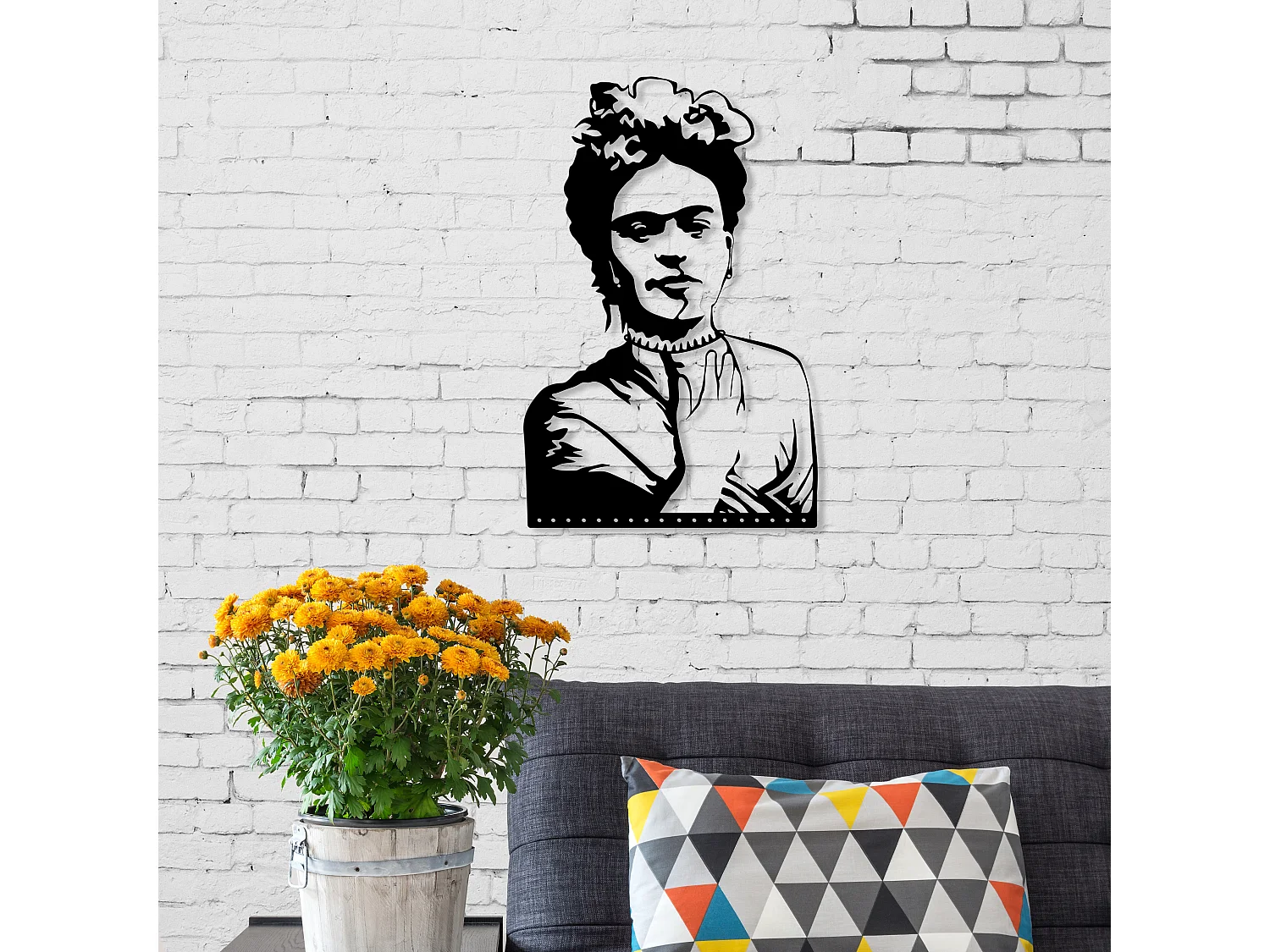 Decortie Noir 0.3x32x49cm Ornement métallique Art mural en métal