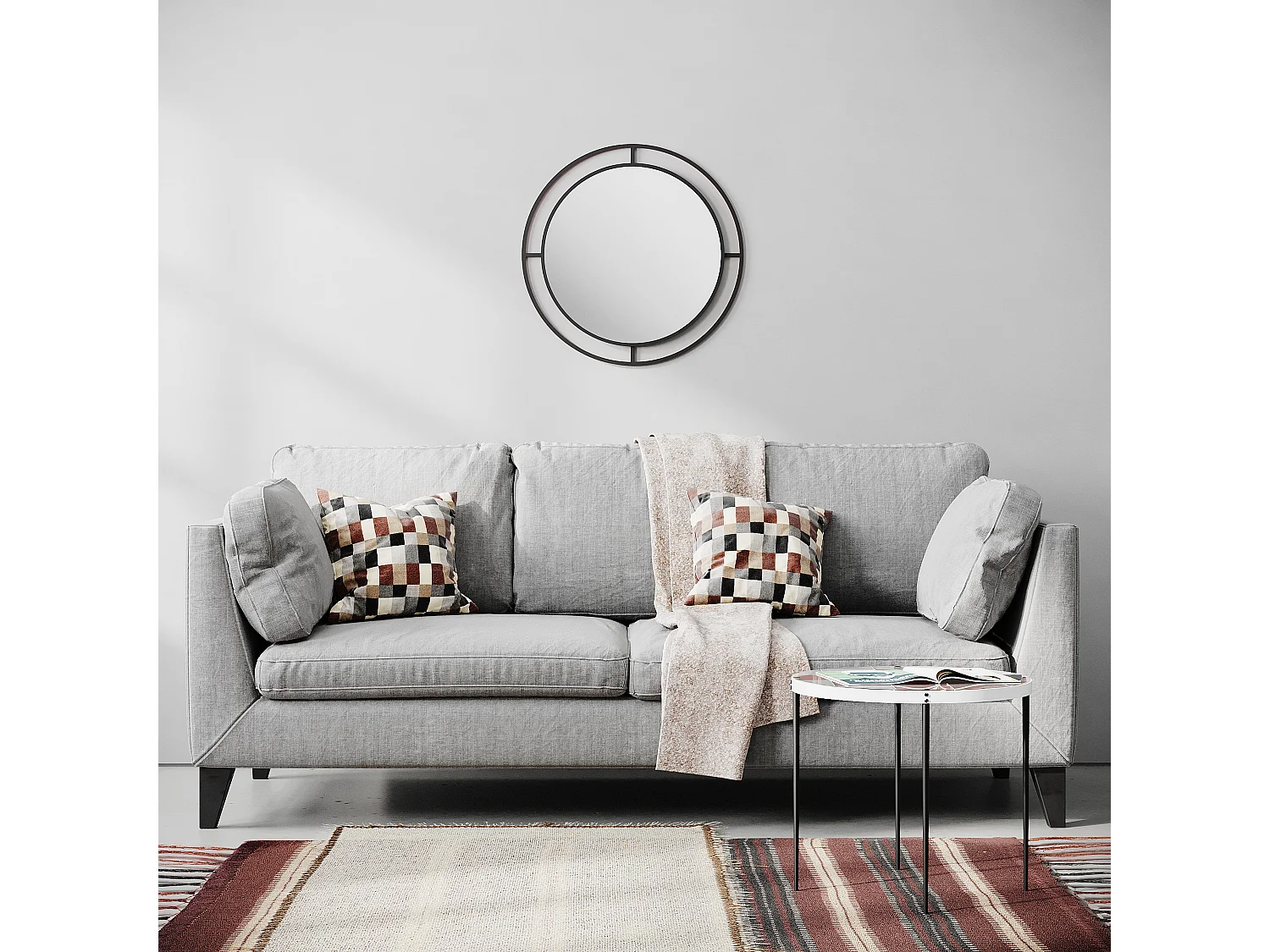 Decortie Zwart 2x57x57cm Wandspiegel Metalen Rond Duurzaam&Modern Bubble