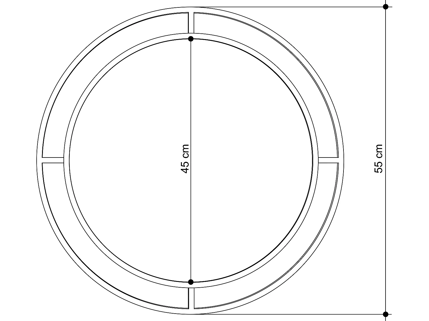 Decortie Zwart 2x57x57cm Wandspiegel Metalen Rond Duurzaam&Modern Bubble