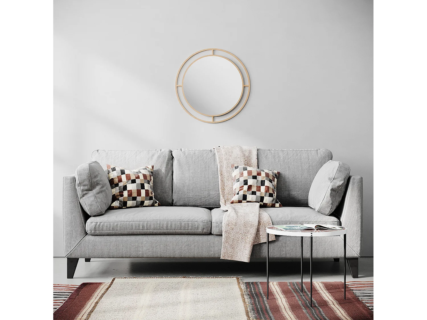 Decortie Or 2x57x57cm Miroir mural, métal, rond, durable & moderne, Bubble