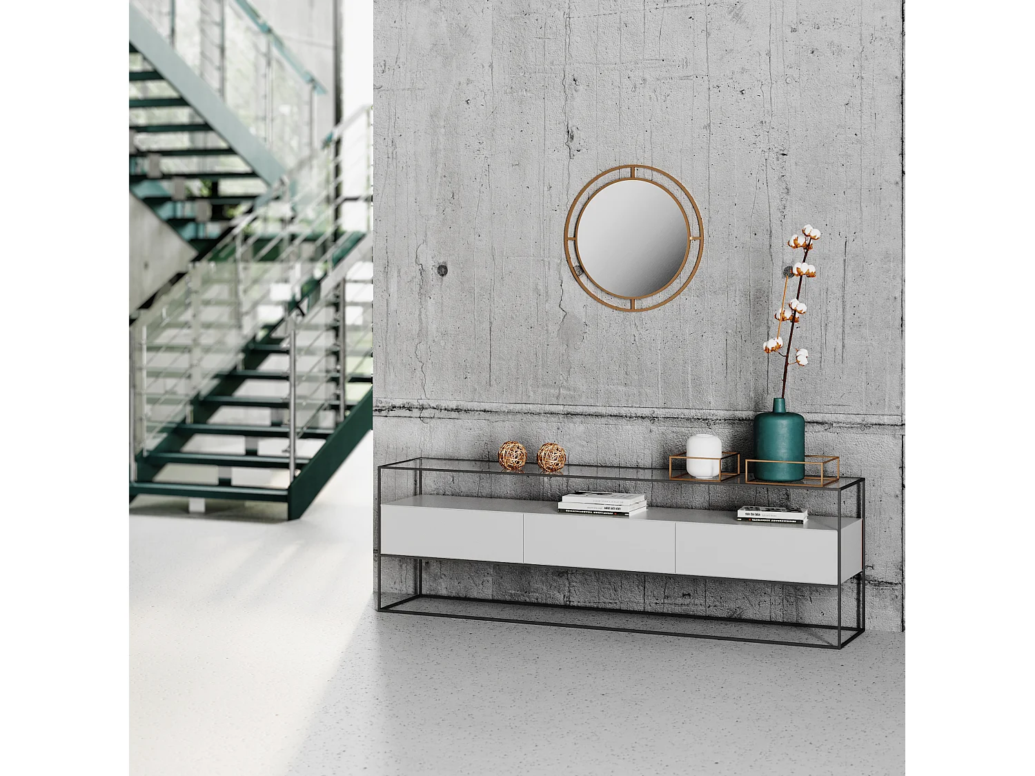 Decortie Or 2x57x57cm Miroir mural, métal, rond, durable & moderne, Bubble
