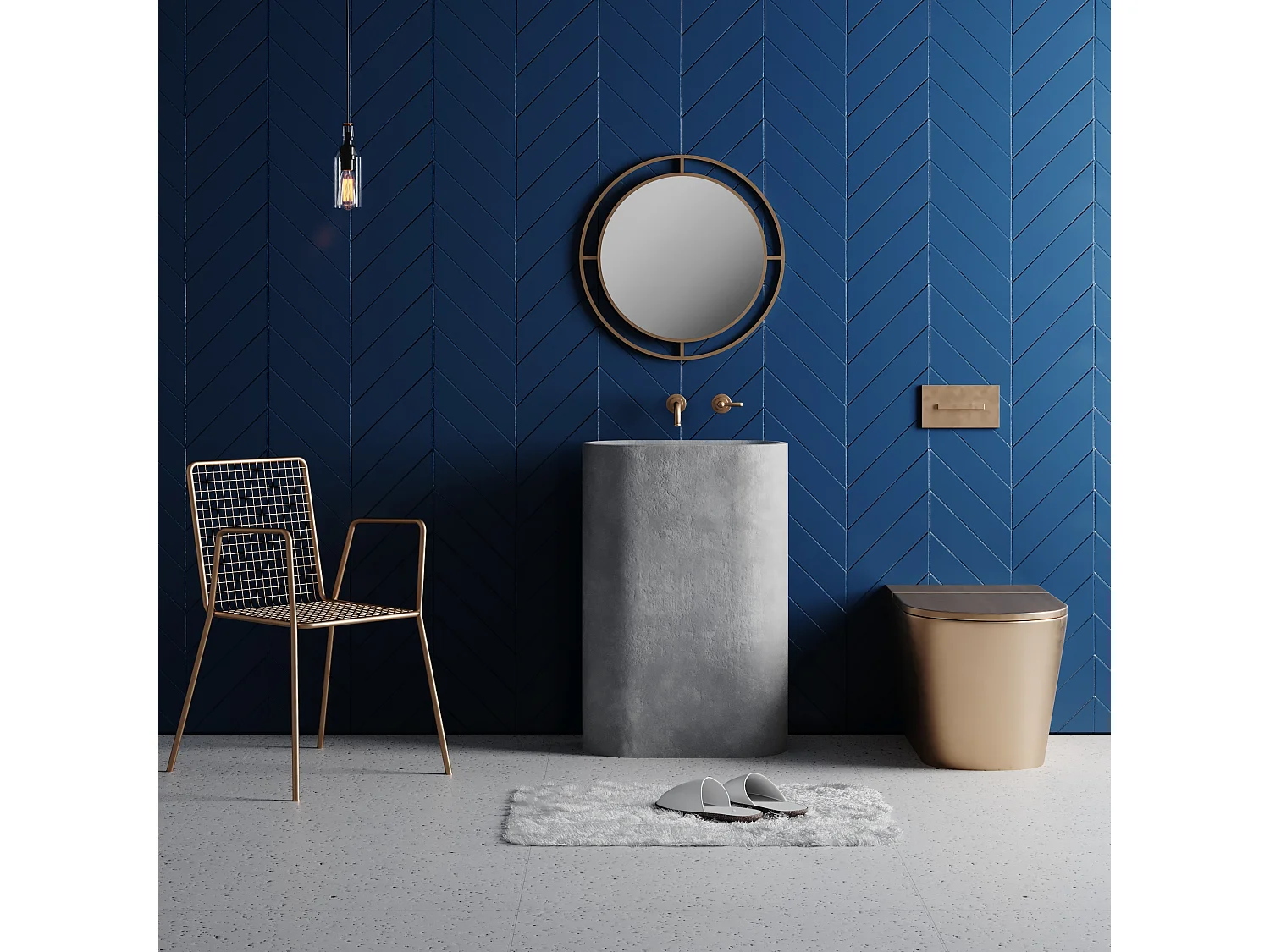 Decortie Or 2x57x57cm Miroir mural, métal, rond, durable & moderne, Bubble