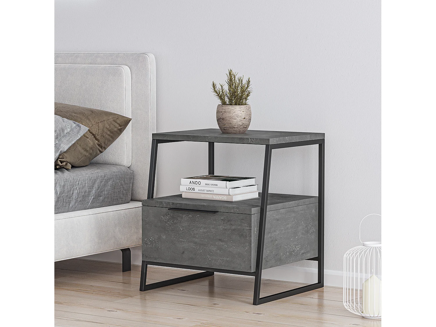 Table de chevet PAL- gris anthracite, 50x41x45