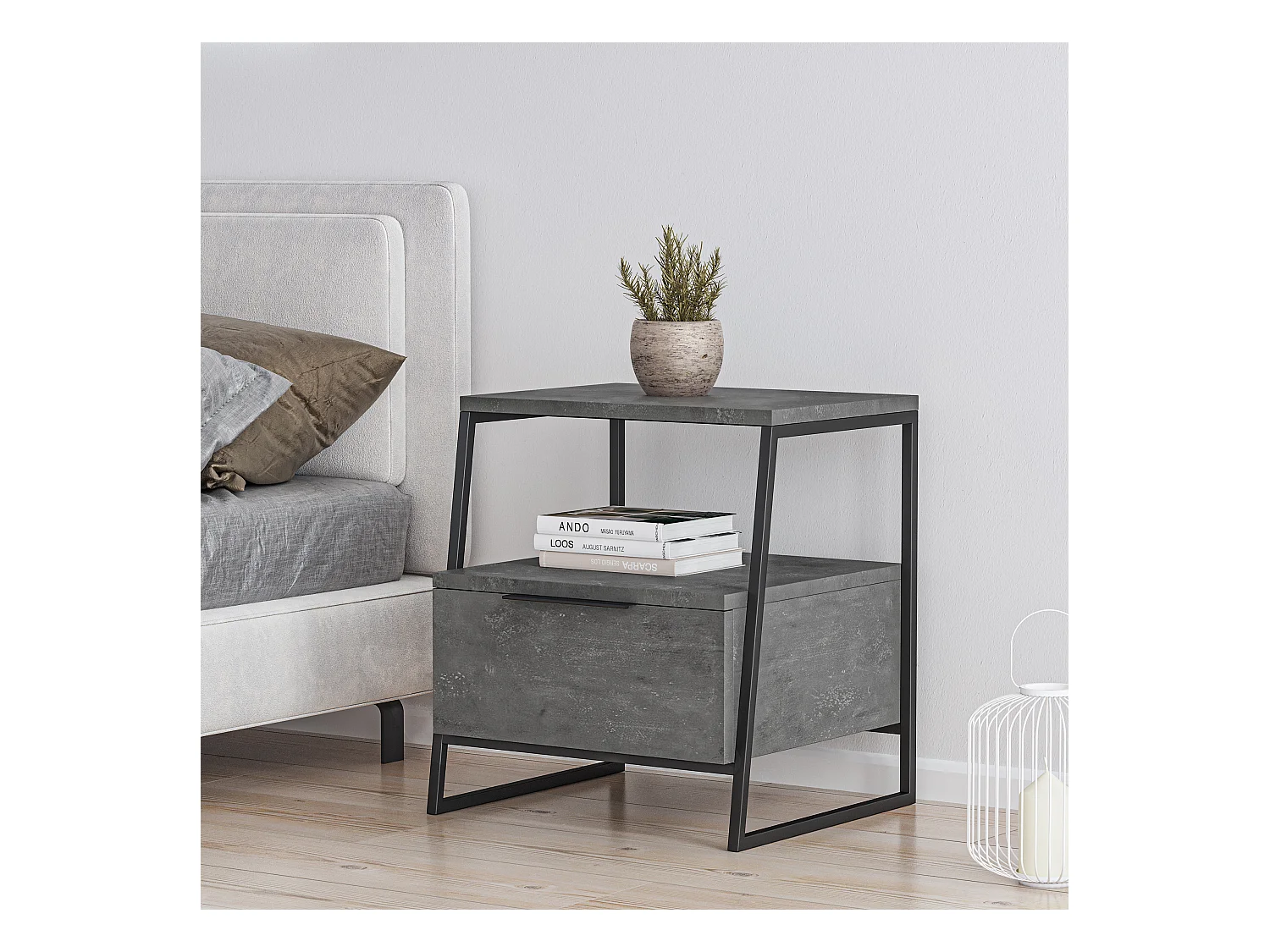 Table de chevet PAL- gris anthracite, 50x41x45