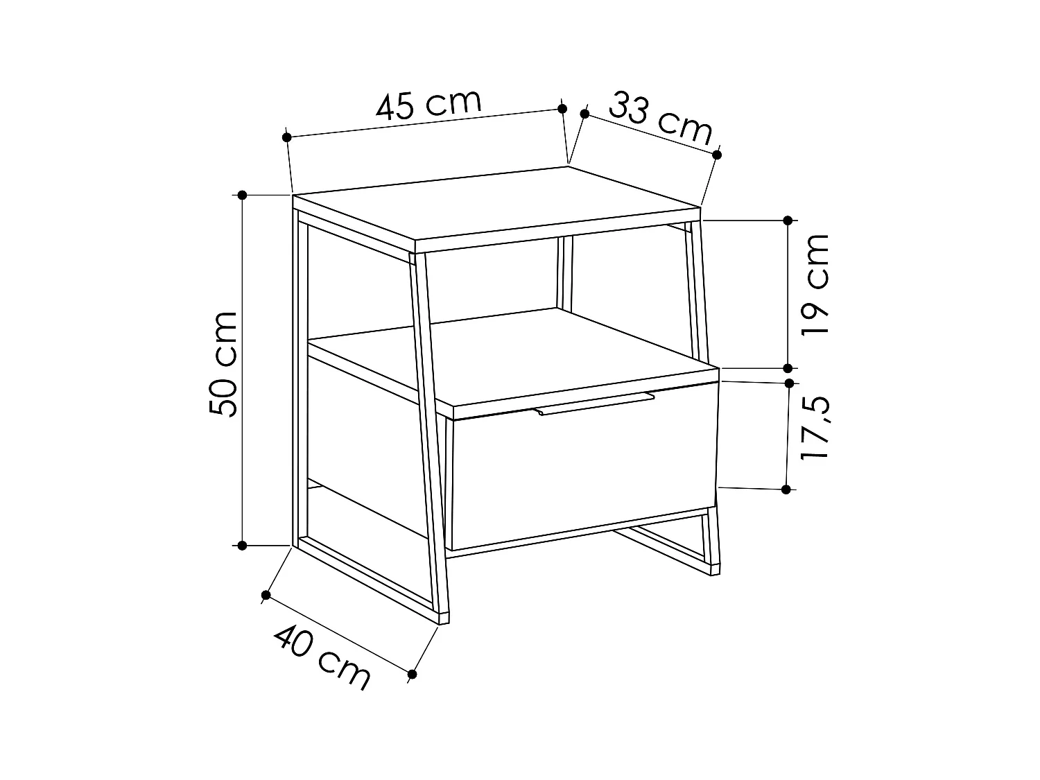 Table de chevet PAL- gris anthracite, 50x41x45