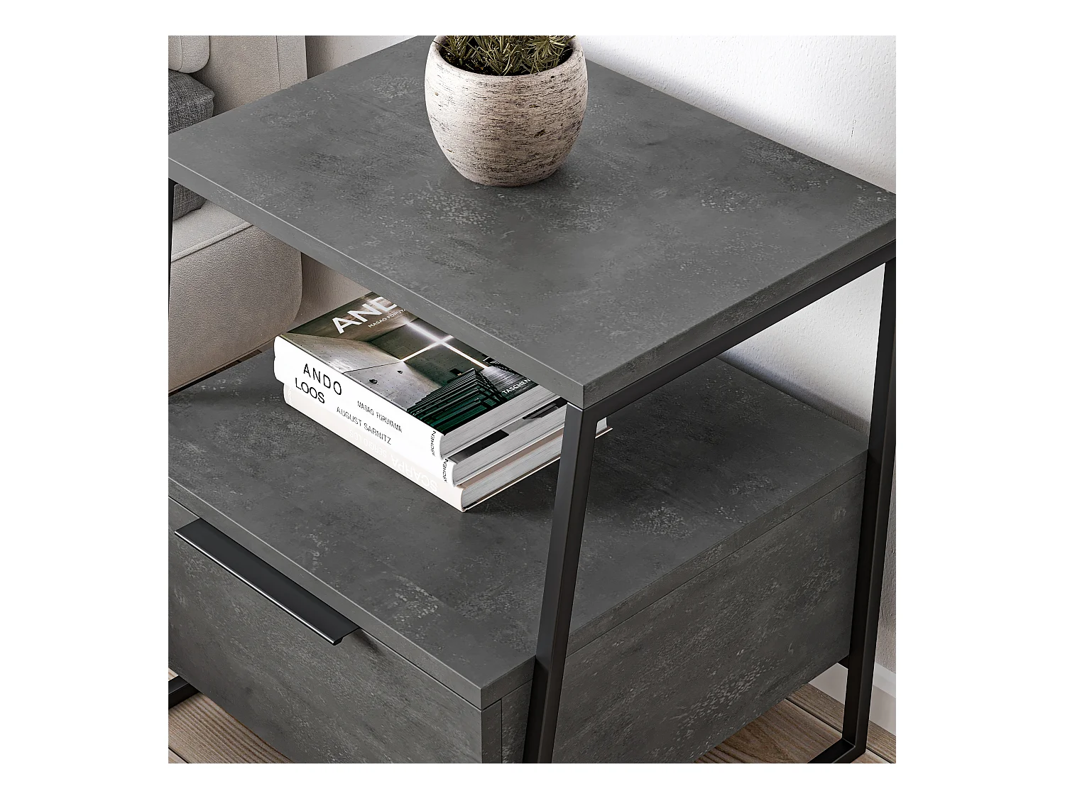 Table de chevet PAL- gris anthracite, 50x41x45