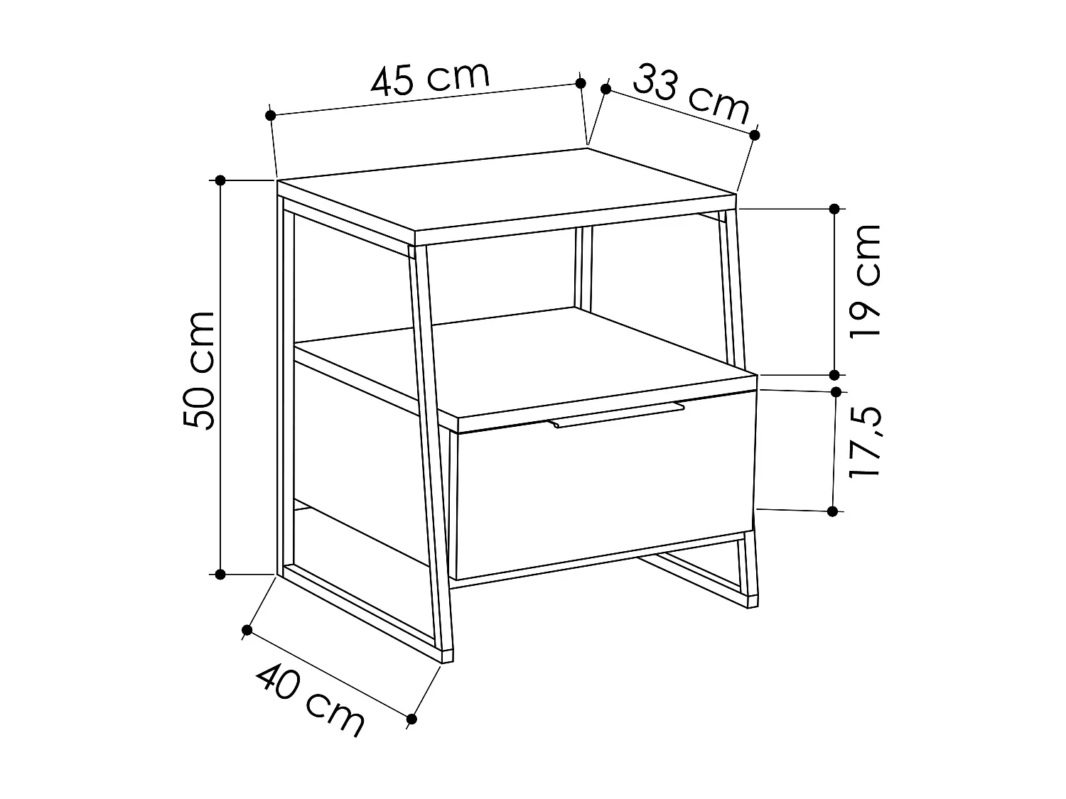 Nachttisch mit Schubladen PAL-Eiche - 45 x 41 x 50 cm