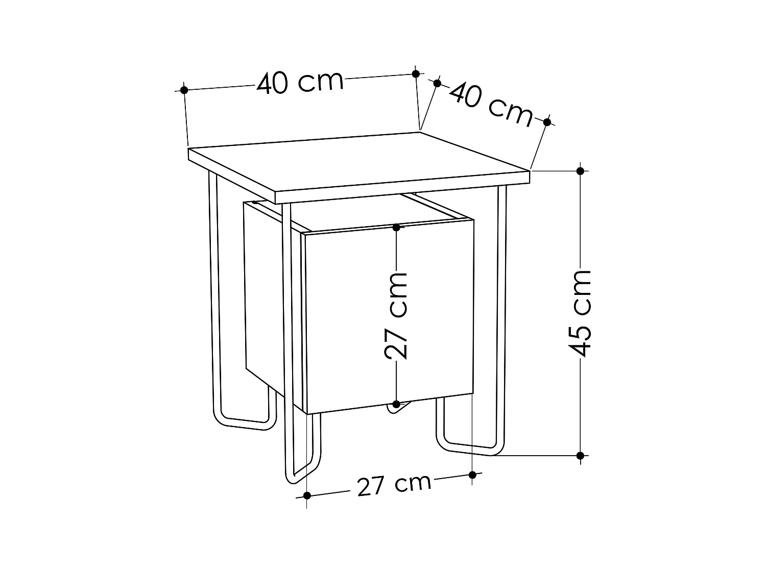 Table de chevet ACRES blanc, 45x40x40