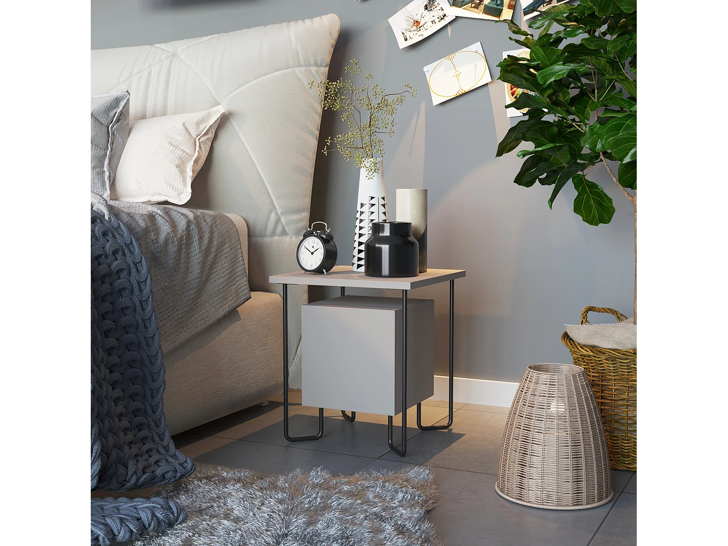 Table de chevet ACRES- gris anthracite, 45x40x40