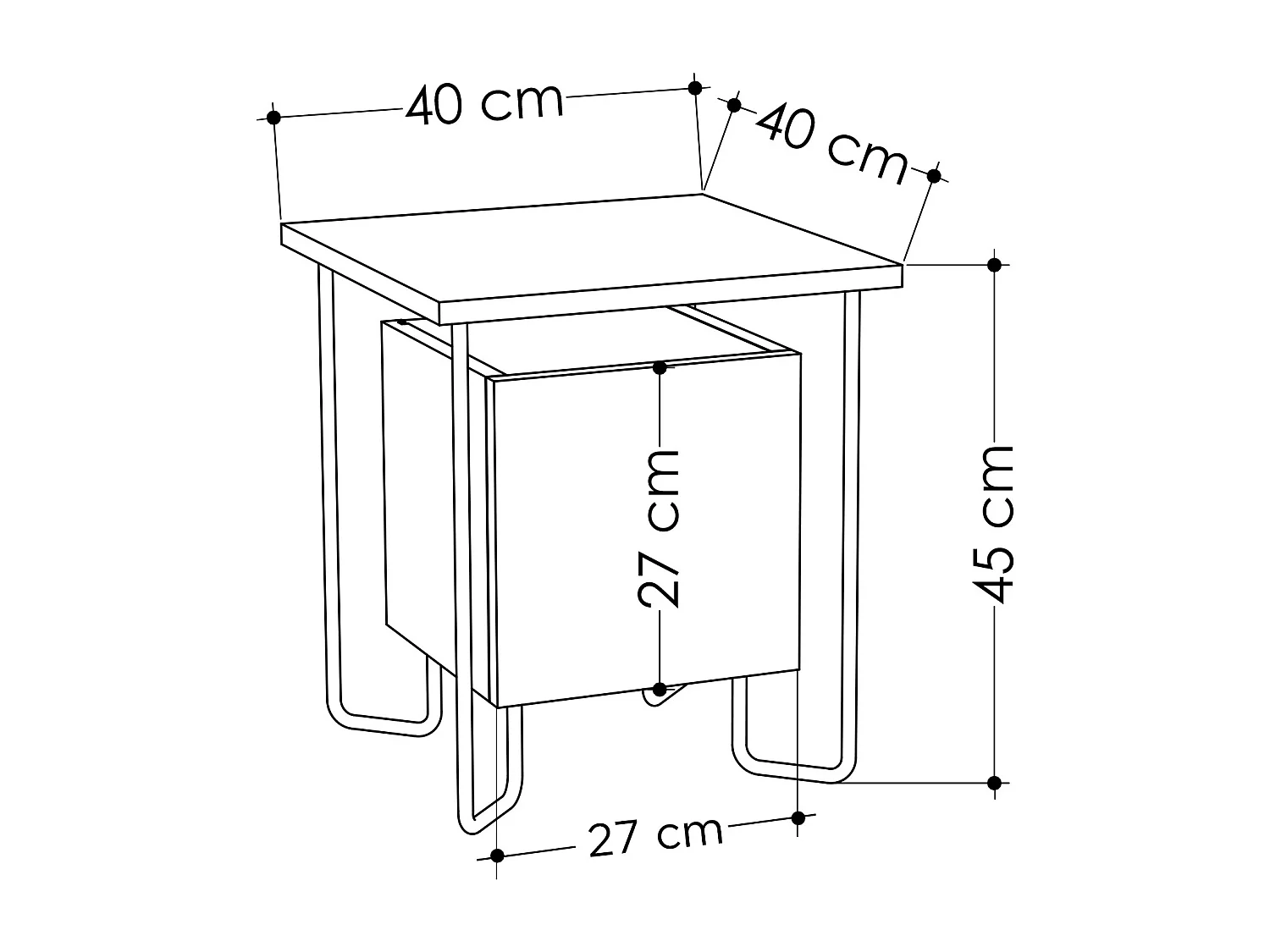 Table de chevet ACRES- gris anthracite, 45x40x40