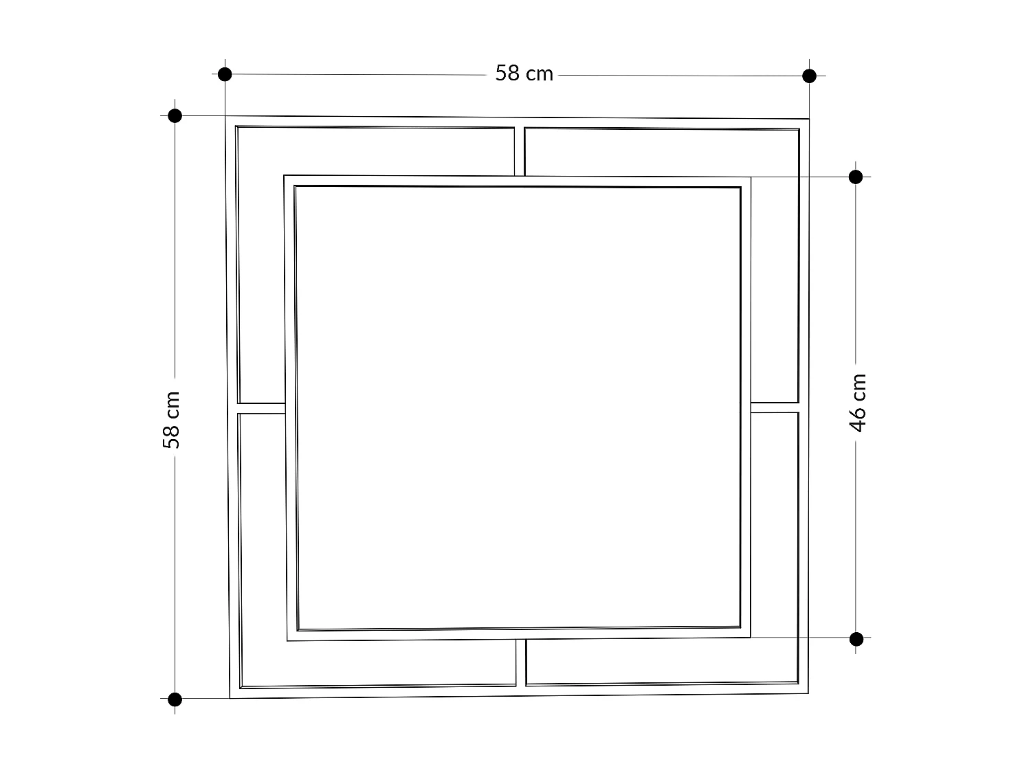 Decortie Or 2x58.6x58.6cm Miroir Mural Métal Carré Durable & Moderne Corner