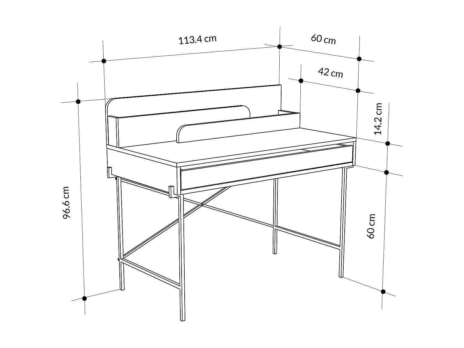 Arbeitstisch LEILA -  Weiß-Senf - 110 x 60 x 101 cm