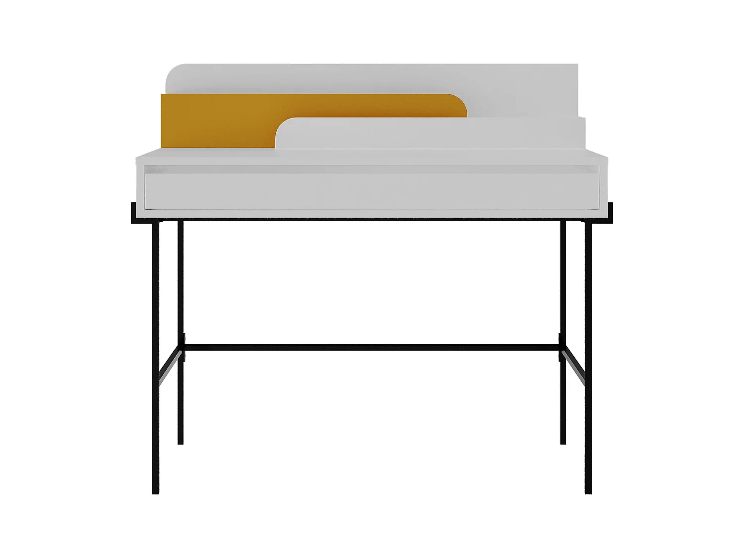 Decortie Wit 60x113.4x96.6cm Bureau met Metalen Poten Spaanplaat, Metaal Rechthoekige Bureautafel Leila
