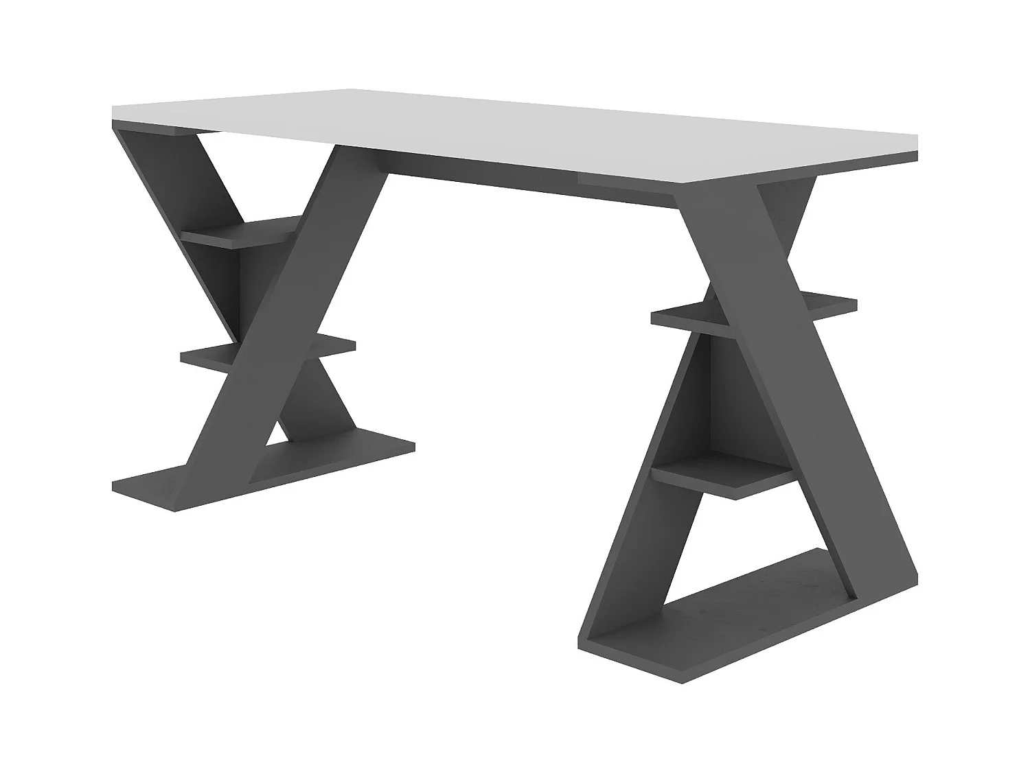 Schreibtisch Papillon - Weiß-Anthrazit - 137 x 60 x 75 cm