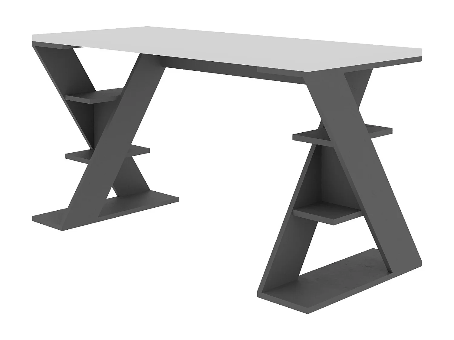 Decortie Wit 60x137x75cm Bureau met plankopslag Spaanplaat Rechthoekige Bureautafel Papillon