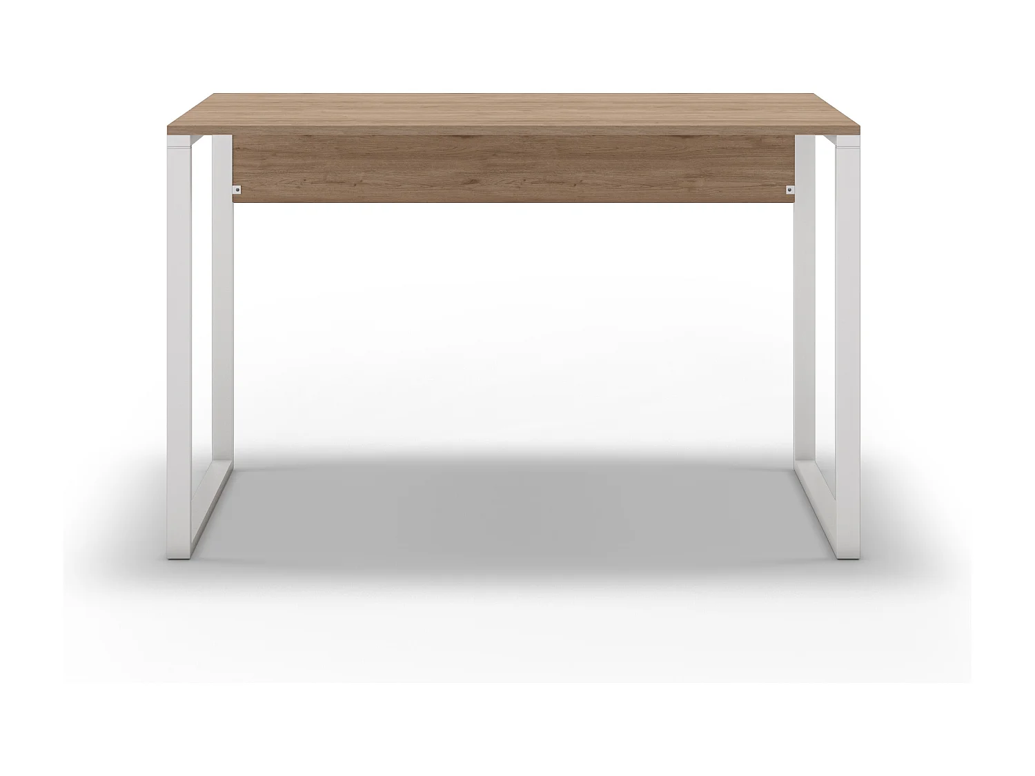 Decortie Chêne (Pied en Métal Blanc) 60x110x75cm Bureau avec pieds en métal Aggloméré, Table de bureau rectangulaire Inna