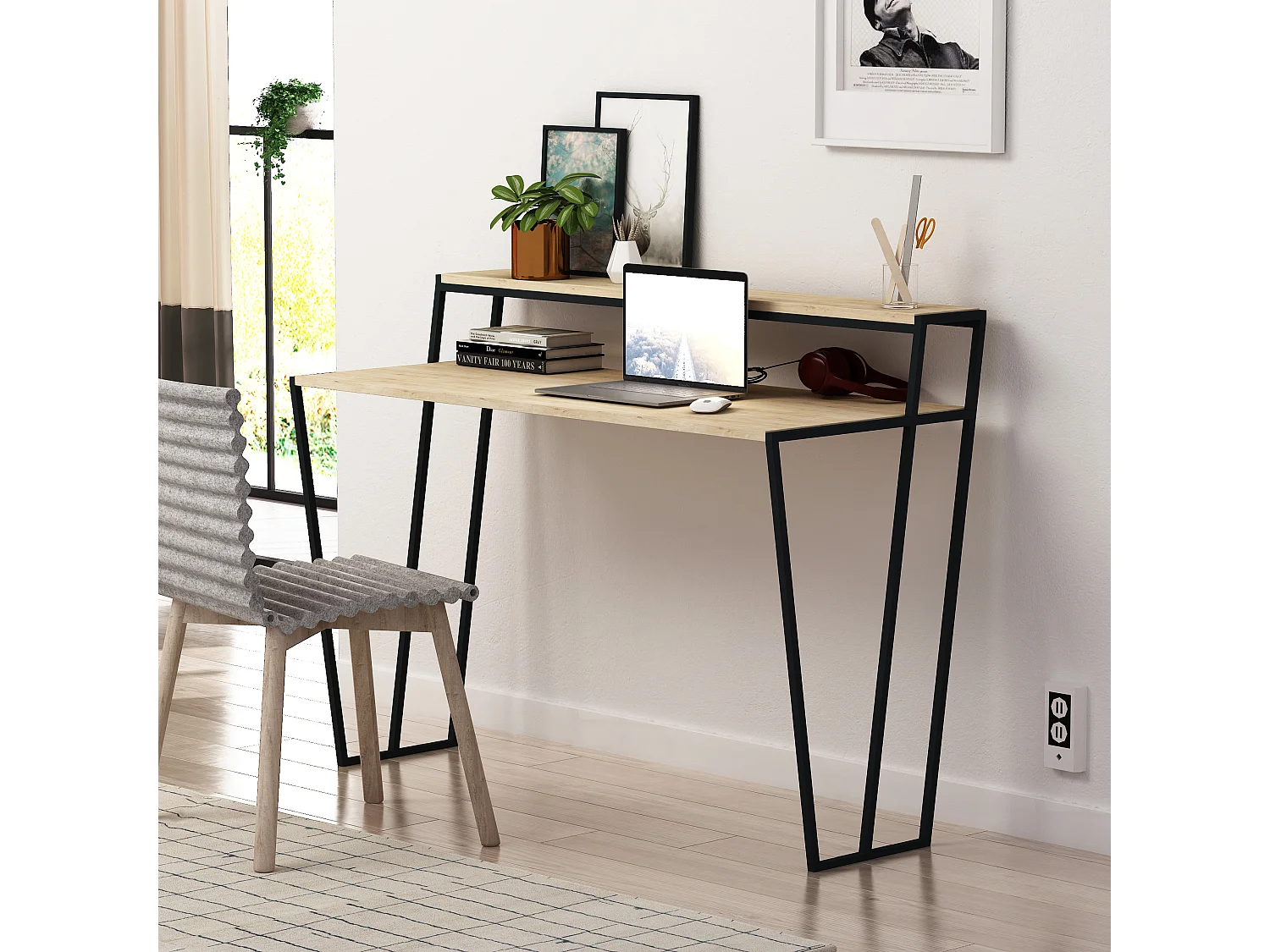 Schreibtisch Pal - Eiche - 124 x 57,6 x 91,5 cm