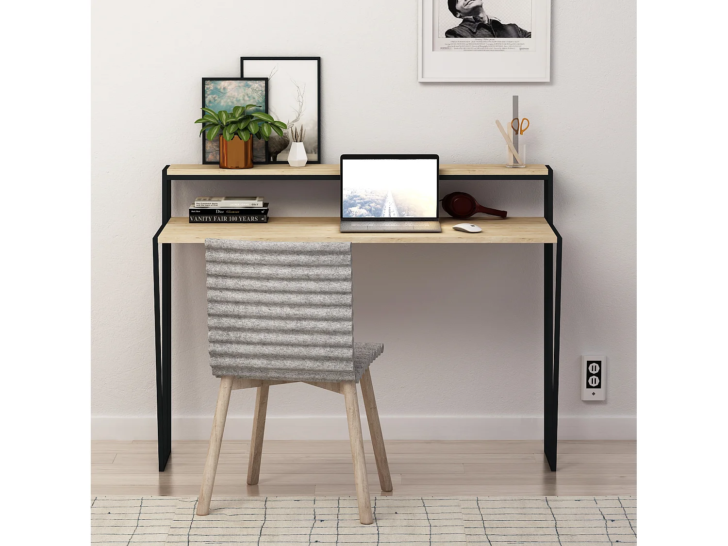 Schreibtisch Pal - Eiche - 124 x 57,6 x 91,5 cm