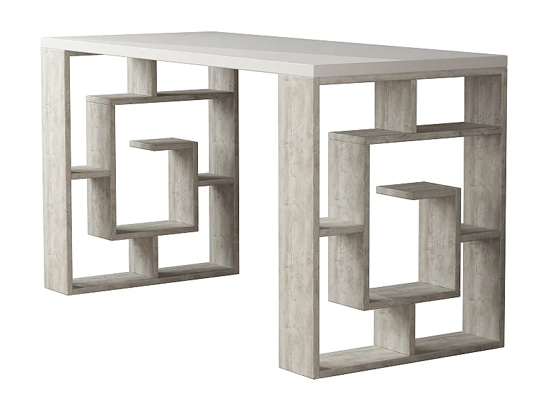 Arbeitstisch LABIRENT - weiß - Altweiß - 137 x 60 x 75 cm