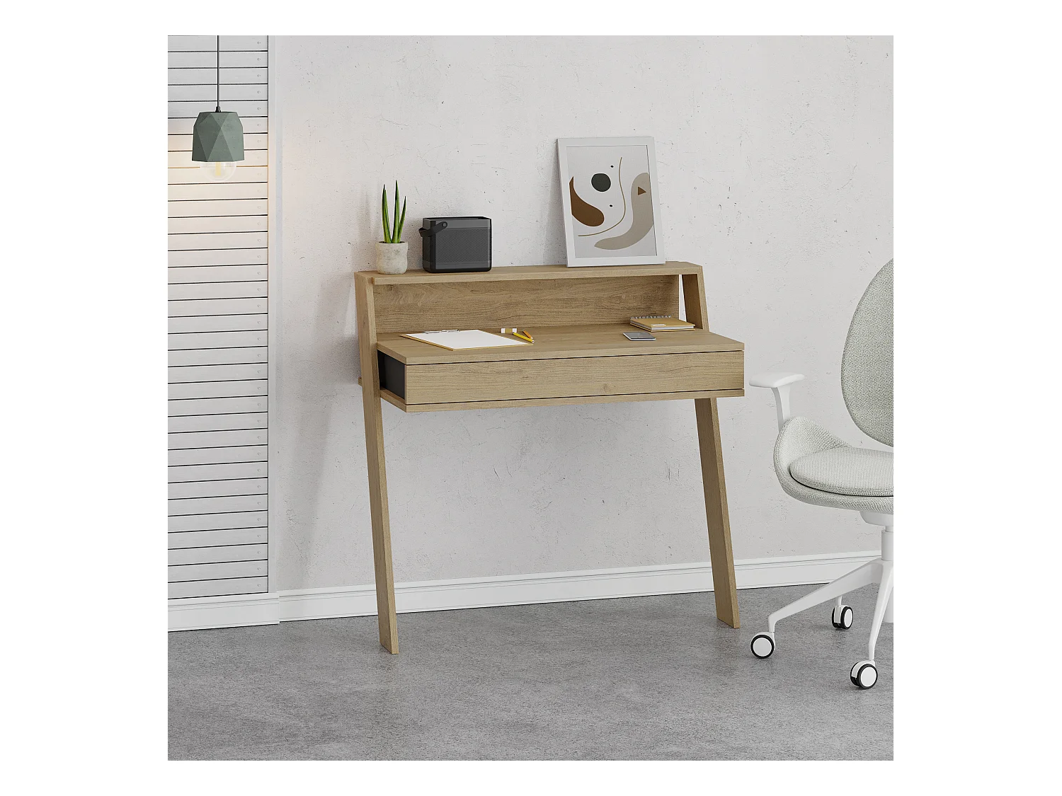 Decortie Antracietgrijs 50x94x91cm Wandgemonteerd Bureau met Lade Spaanplaat Rechthoekige Bureautafel Cowork