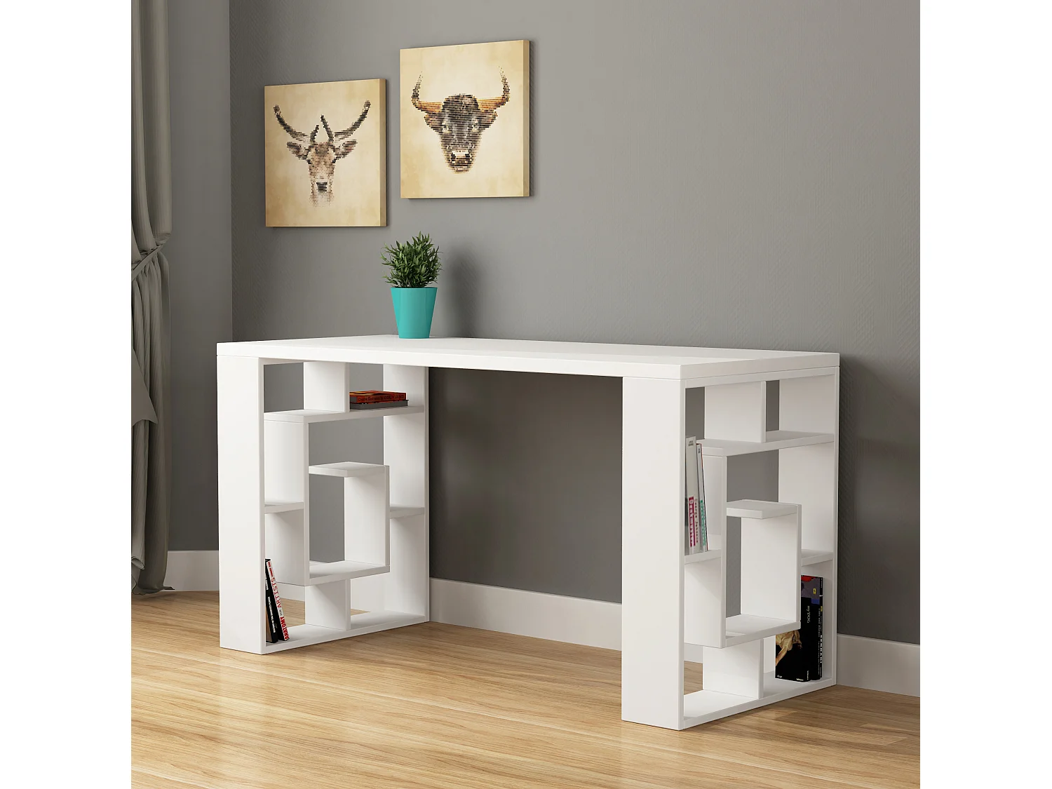 Arbeitstisch Labirent - Weiß - 137 x 60 x 75 cm