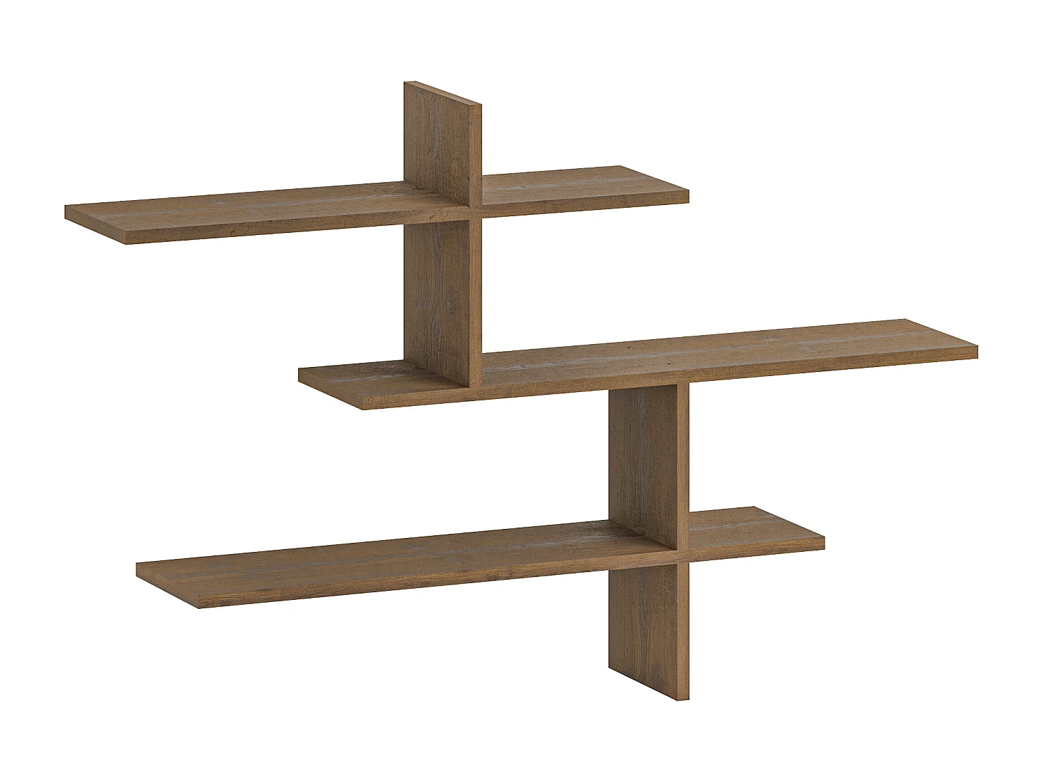 Decortie Donker Eiken Effect 22x123x80.5cm Zwevende Wandplank met 3-Laags Spaanplaat Weergave-eenheid Leo