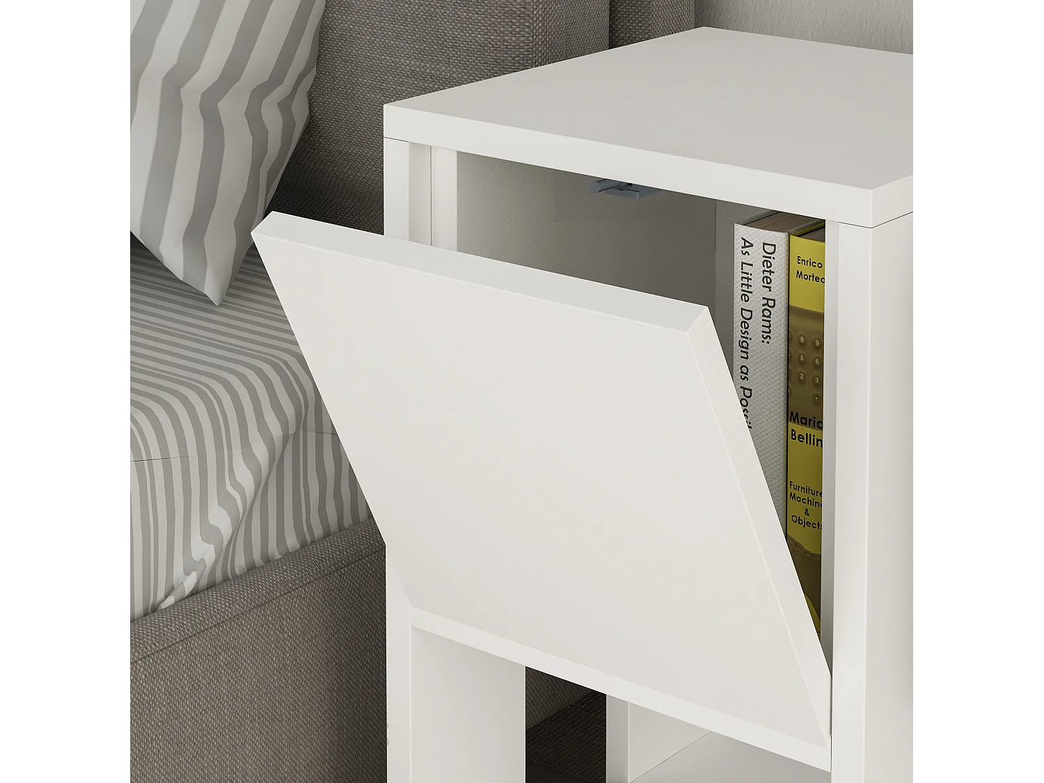 Comodino EMA bianco, 55x30x30