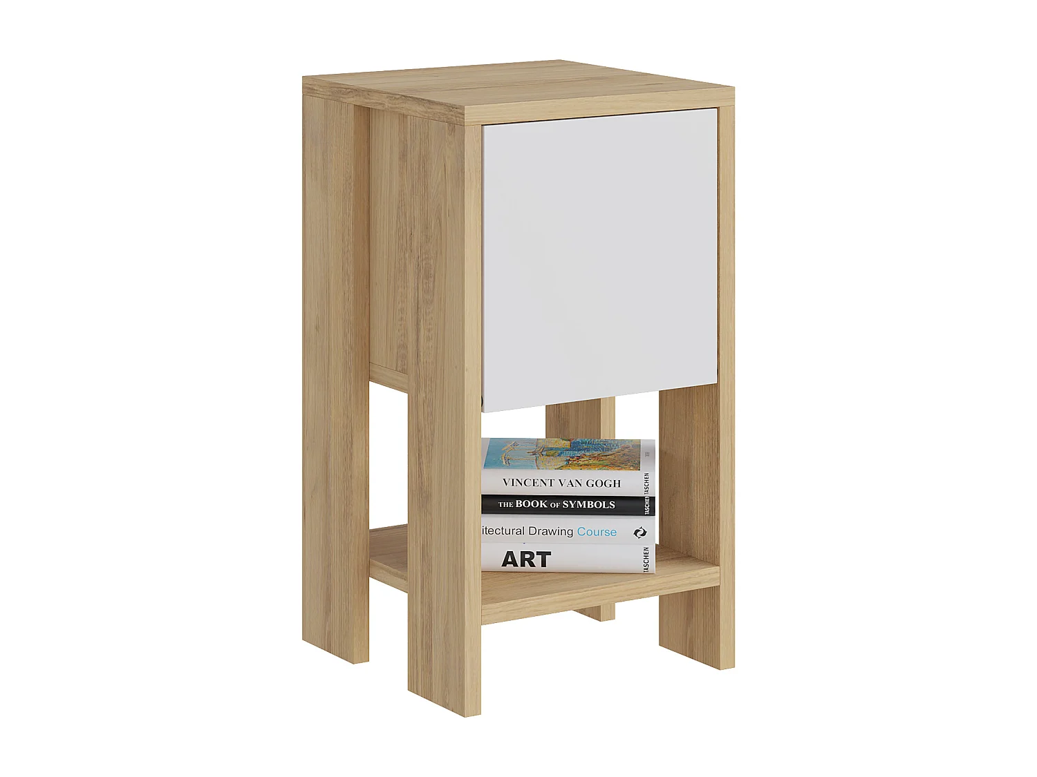 Nachttisch EMA -  Eiche-Weiß - 30 x 30 x 55 cm