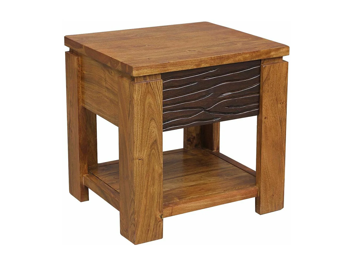 Chevet bois sculpté bicolore 1T | Acacia Maya