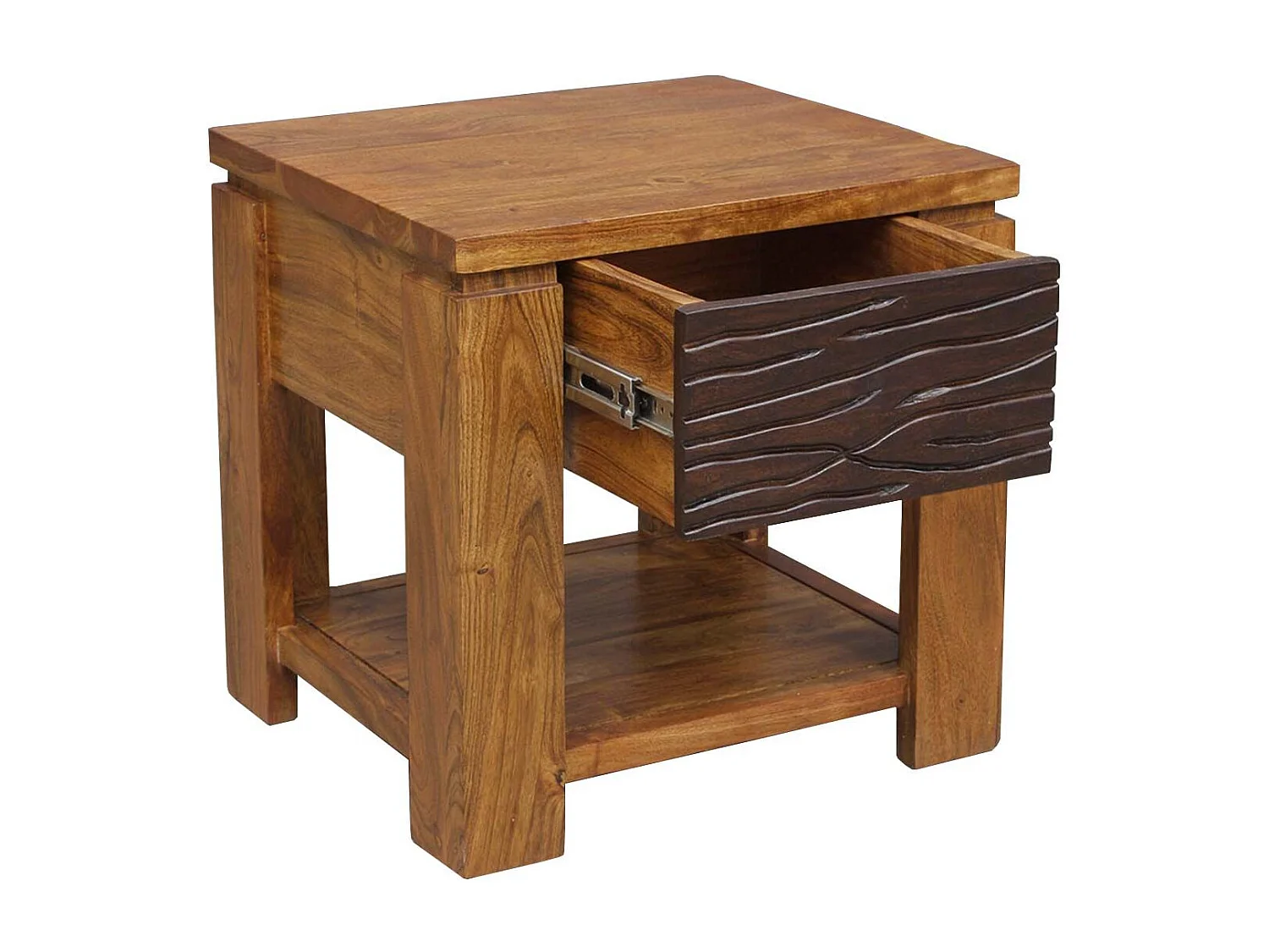 Chevet bois sculpté bicolore 1T | Acacia Maya