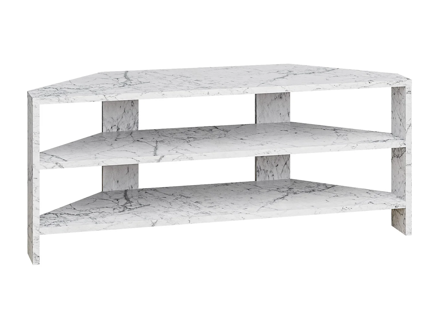 Decortie Effet Marbre Blanc 36x110x45cm Meuble TV d'angle pour TV jusqu'à 32" en aggloméré Centre multimédia Thales