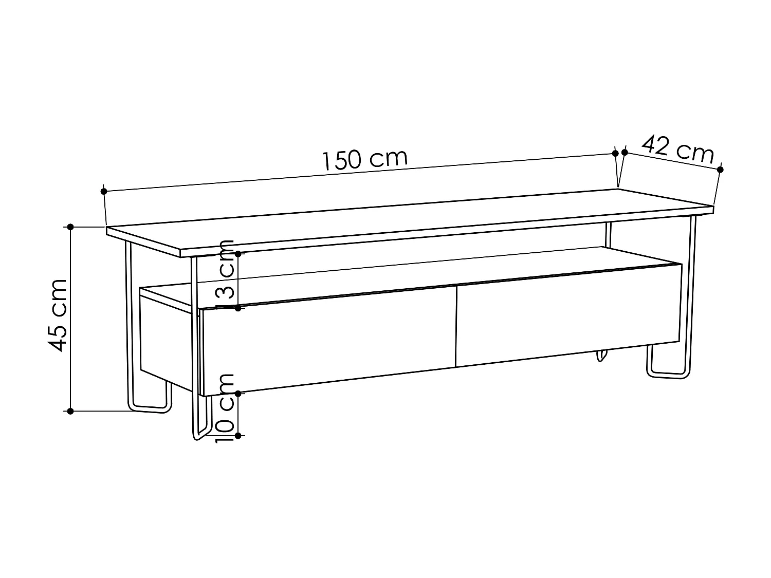 Tv - Unit CORNEA -  Mokka Grau - 150 x 42 x 45 cm