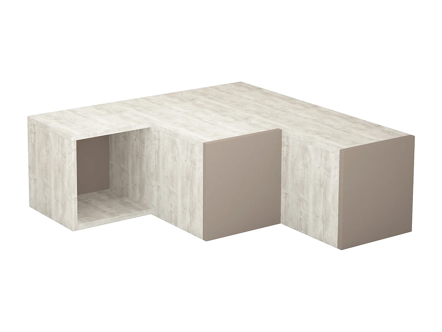 TV - Ständer COMPACT -Altweiß-Mokka Grau - 94,2 x 90,6 x 31,4 cm