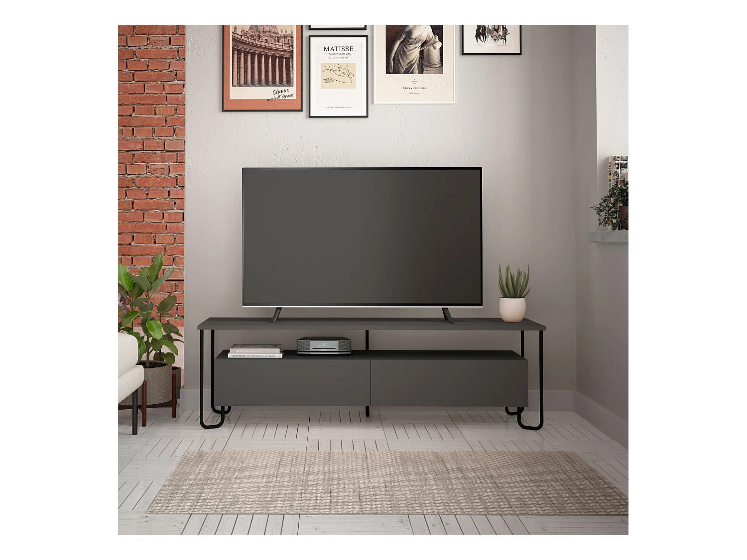 Tv - Unit CORNEA -  Anthrazit Grau - 150 x 42 x 45 cm