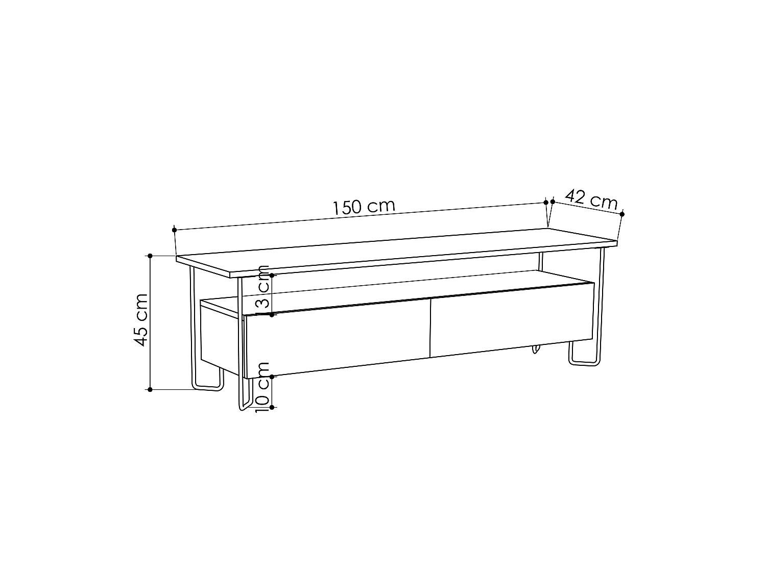 Tv - Unit CORNEA -  Anthrazit Grau - 150 x 42 x 45 cm