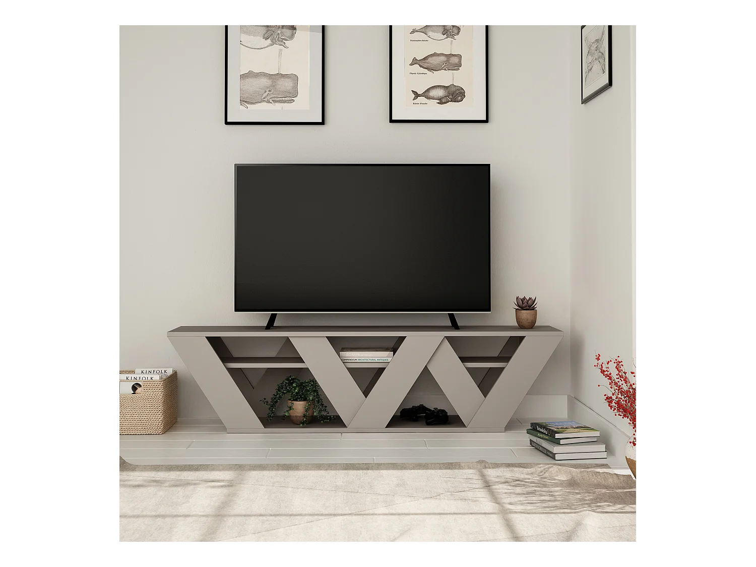 TV - Unit RALLA -  Mokka Grau - 158 x 30 x 40 cm