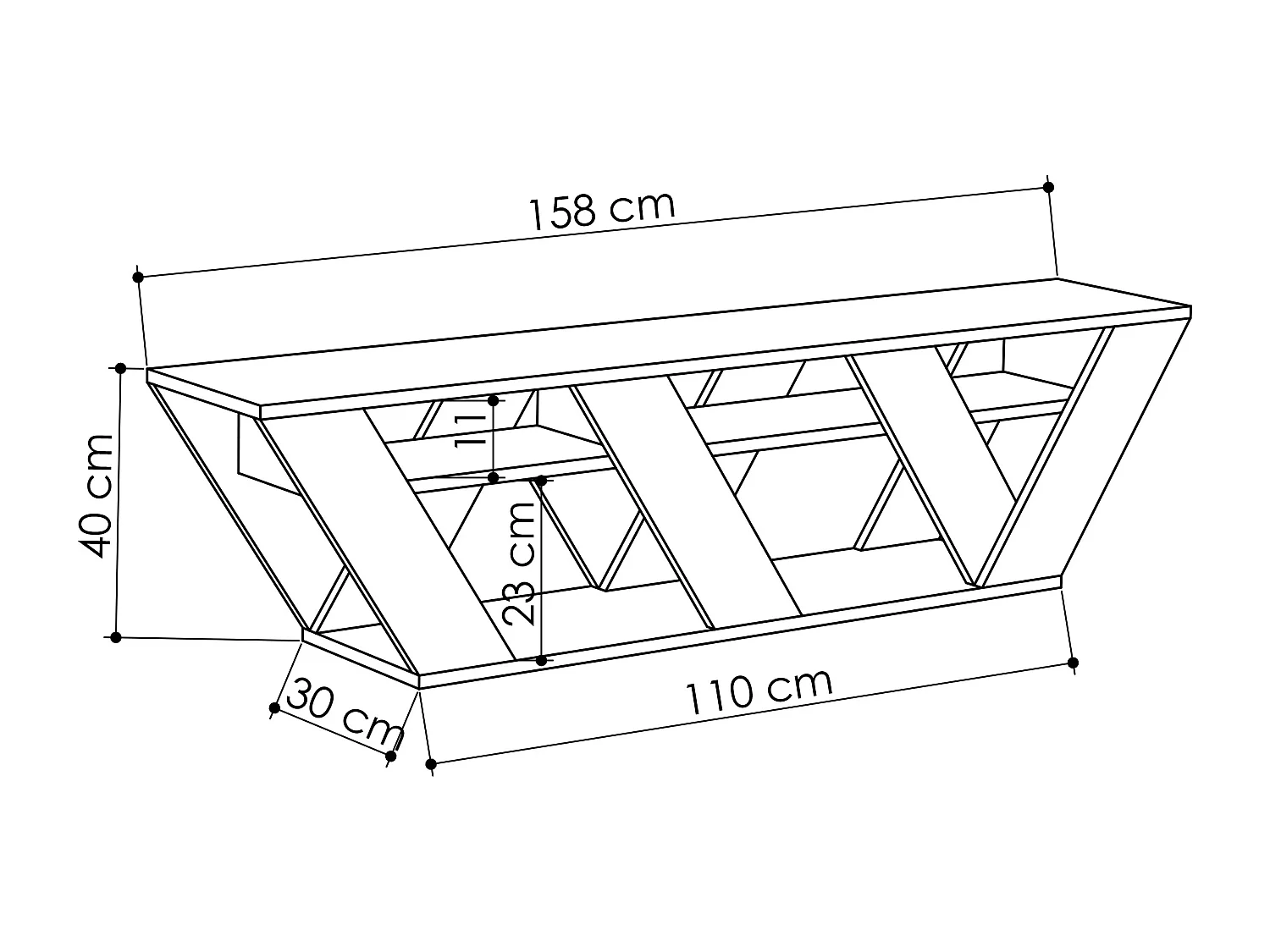 TV - Unit RALLA -  Mokka Grau - 158 x 30 x 40 cm